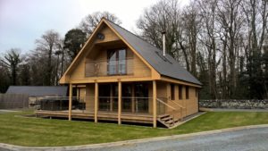 Timber frame lodge cabin