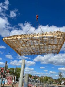 Roof trusses craned offiste manufacturing